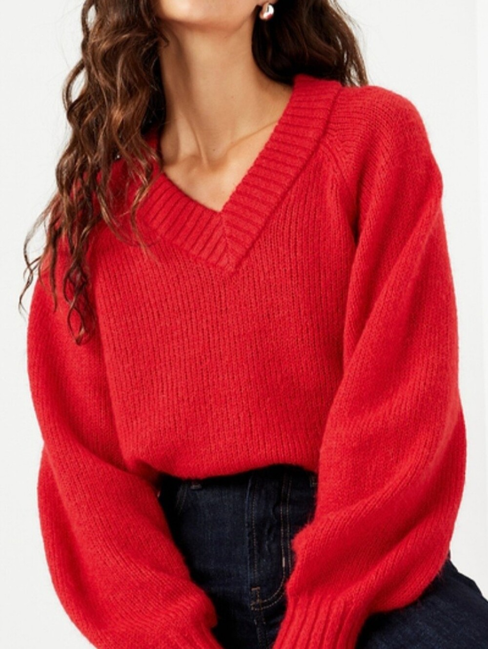 Old Navy Red V-Neck Knit Sweater NWT Large